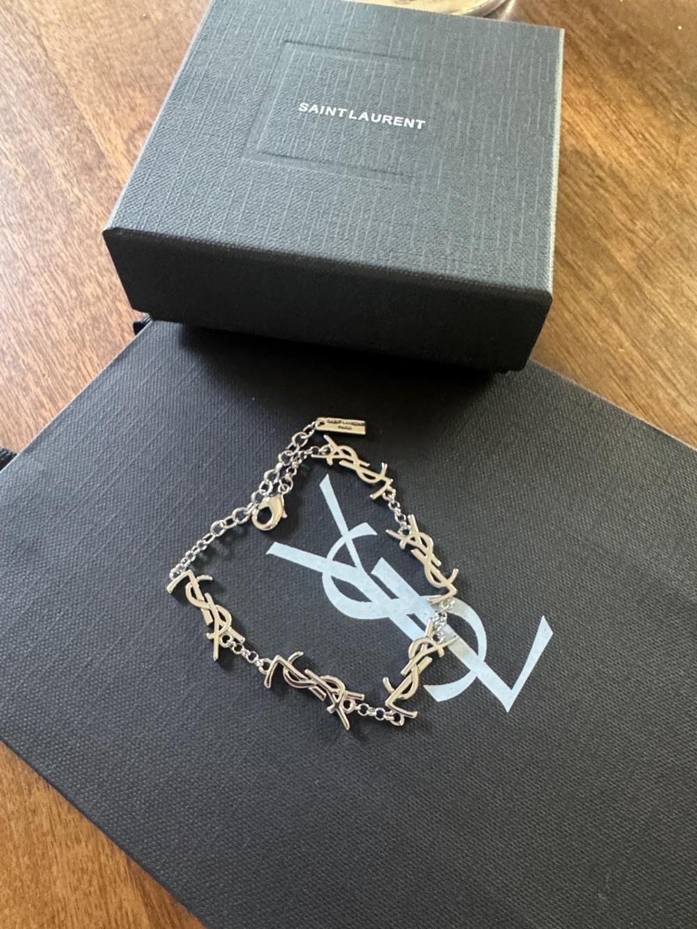 Saint Laurent Silver YSL Logo Link Bracelet - Picture 4 of 7